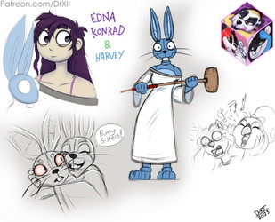 March doodles: Edna & Harvey