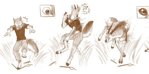 Fight or Flight (Anthro to Feral TF) 