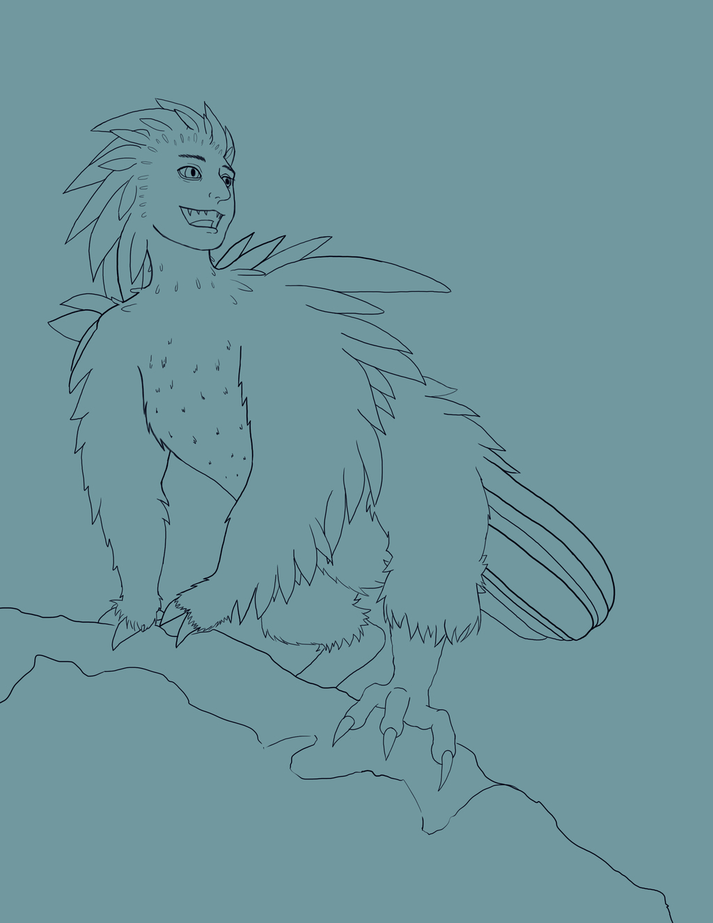 Most recent image: Harpy lineart