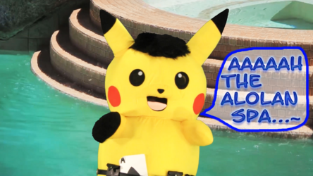 Fursuiting: Ace the Pikachu Tries the Alolan Spa (Polynesian Spa Meme)