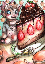Chibi commission - Peaches and cake