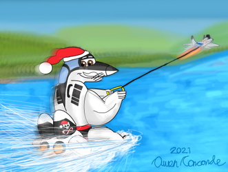 Inflatable Water Skiing Santa Cat