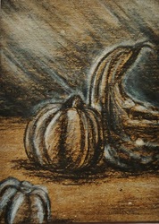 ACEO--Charcoal Pumpkins