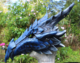 Blue leather dragon mask