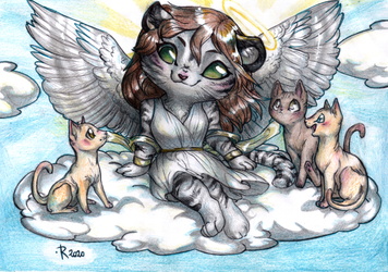 Chibi commission - An angel with her pets
