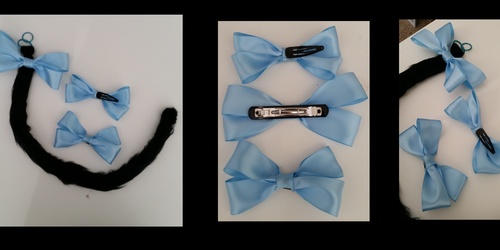 Black Cat Tail with Blue Bows FOR SALE