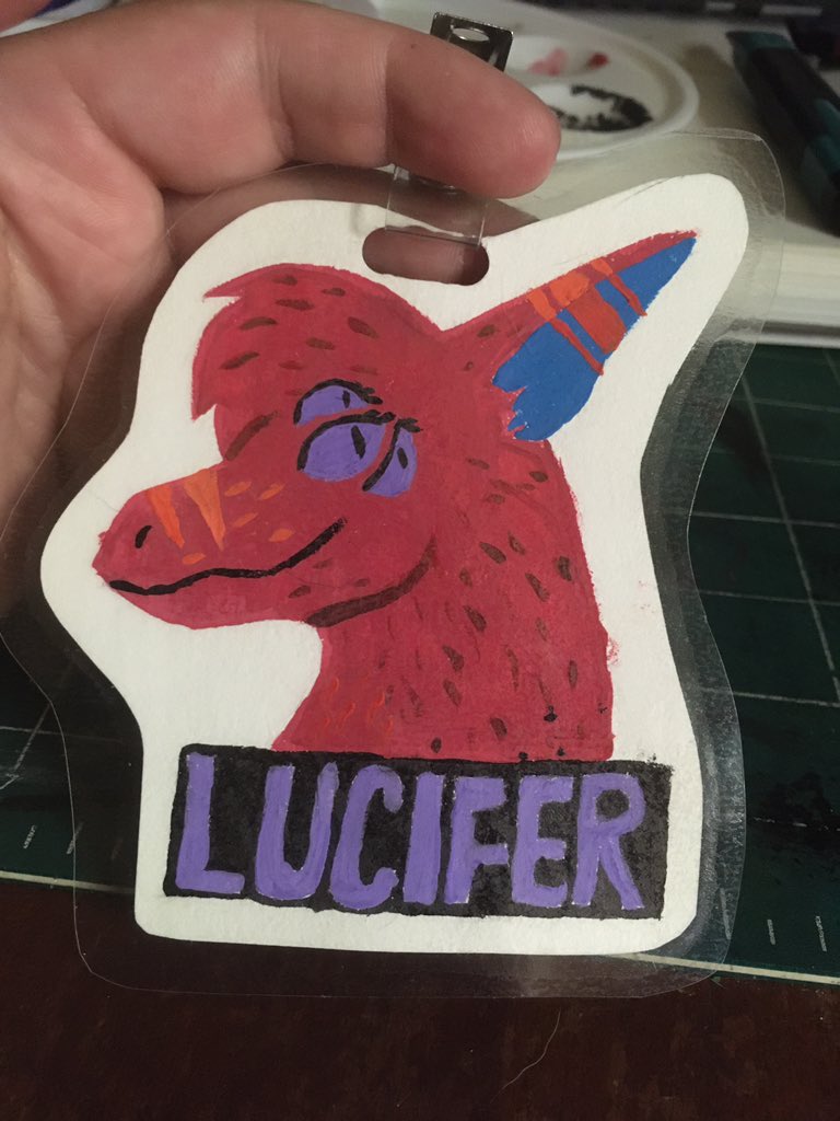 Most recent image: lucifer badge