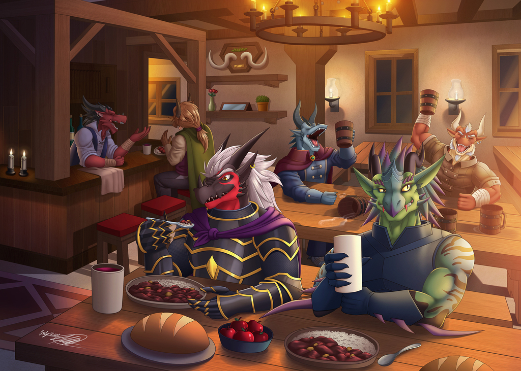 Drink and Dinner in the Tavern