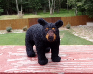Needle Felted Black Bear Soft Sculpture