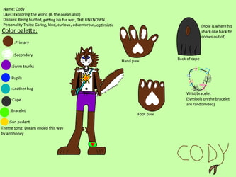 Cody The Semi-Aquatic Werewolf - Normal Form Reference Sheet