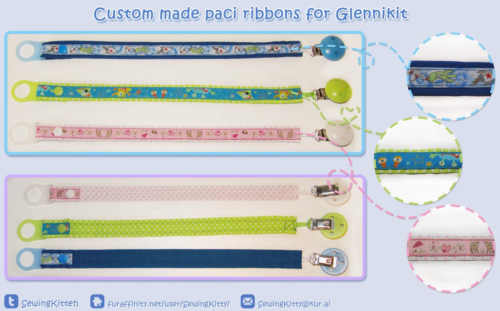 Pacifier Ribbon Clips for Glenni