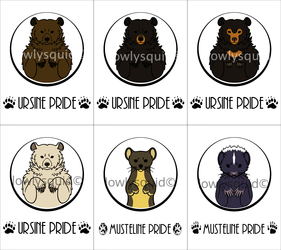 Colored Species Pride Badges: Ursine & Musteline