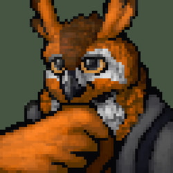 Orange owl pixelart commission