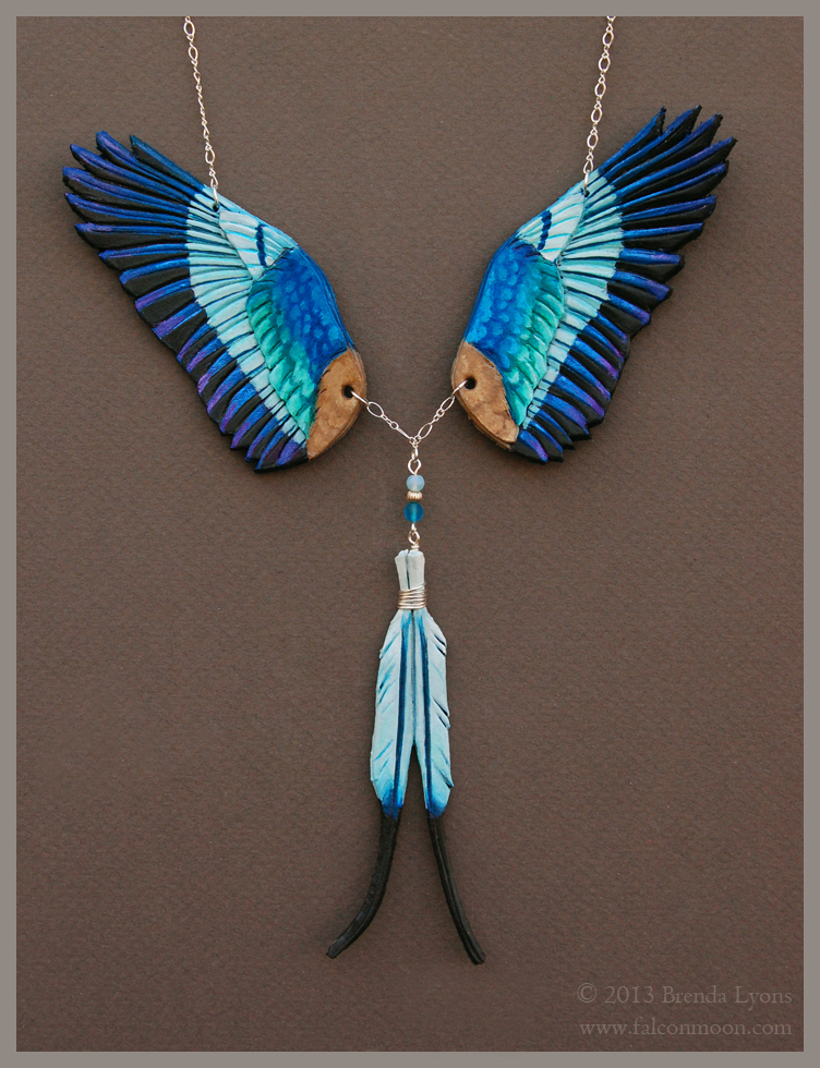 Lilac Breasted Roller Wings - Leather Necklace