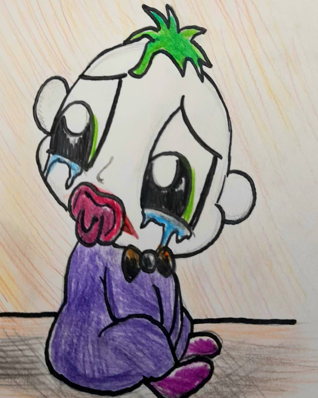 Baby Joker is upset about something.