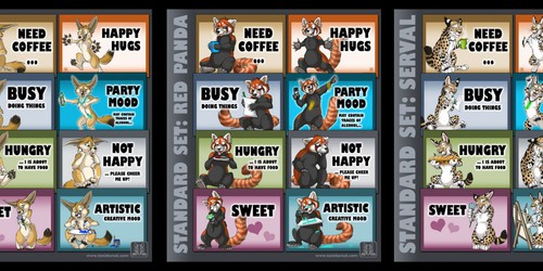 Standard Mood Badges - Fennec, Red Panda, Serval