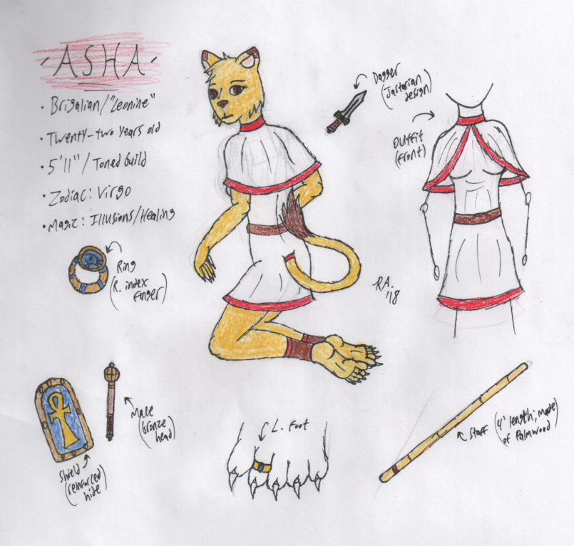 Asha the Lioness (Hand-Drawn Ref Sheet)