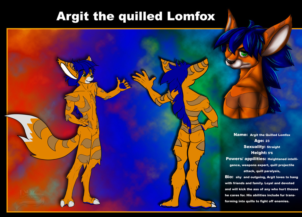 Argit the quilled Lomfox character sheet