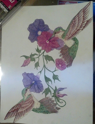 Hummingbird and mourning glories tattoo commission