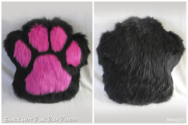 Black & Hot Pink Single Sided Paw Pillow