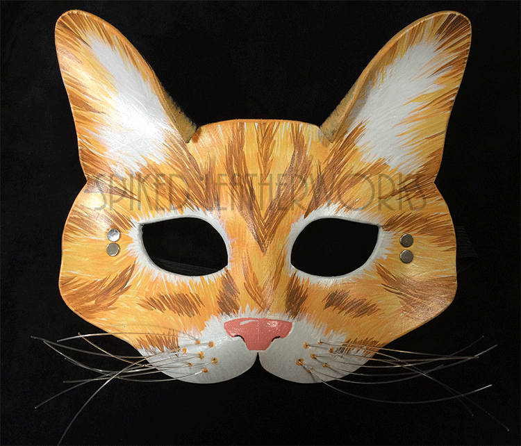 042. orange housecat leather mask w/ whiskers