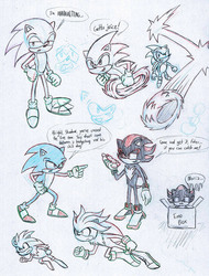 Sonic Character Sketches - Sonic, Shadow, Silver