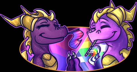 Spyro and Crystal Ally and Bi Pride Badge