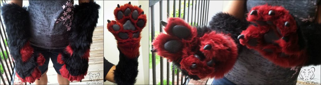 Commission - Black and Red Foo Dog Paws