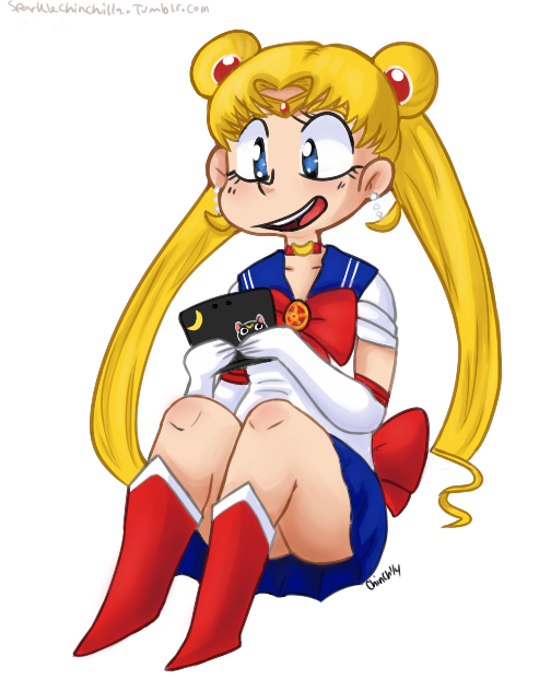 sailor moon playing on a 3ds