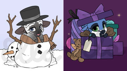 Festive equines(base fill comission)