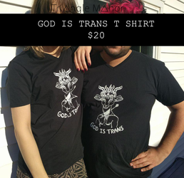 GOD IS TRANS Screenprinted Shirt in Black