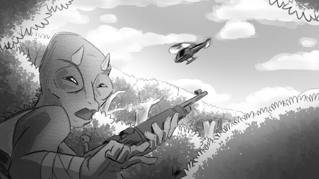 A Viet Cong Spotting a Chopper Flying by