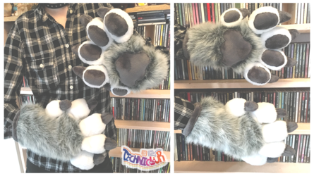 Gray Wolf or Husky Feral Fursuit Handpaws With Claws