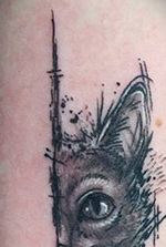 Sketchy Cat Half Portrait Tattoo