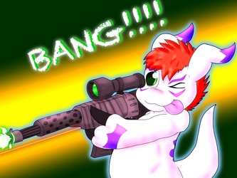 Gomamon with a rifle