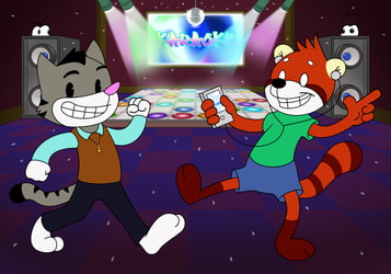 Cuphead style part 9: Disco cat and red panda!