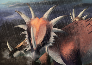 Styracosaurus under the rain