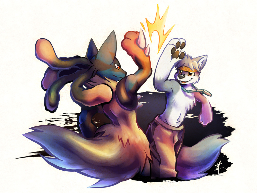 Most recent image: TK & Mega Lucario, another version [commission]