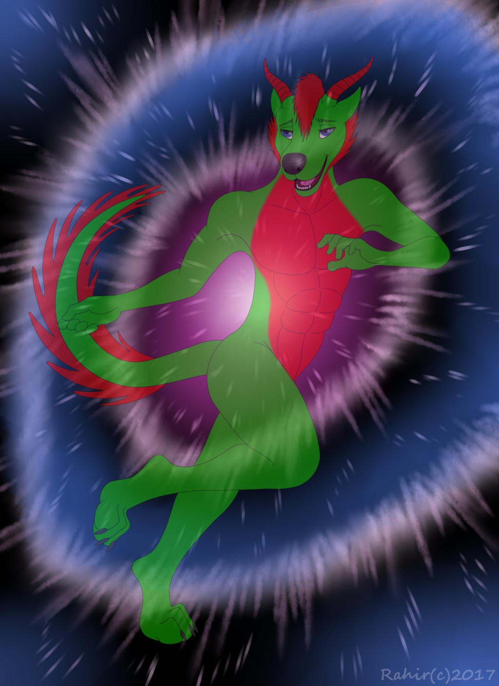 Dog Dragon with a cosmic explosion