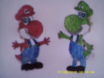 Mario and Luigi as yoshies