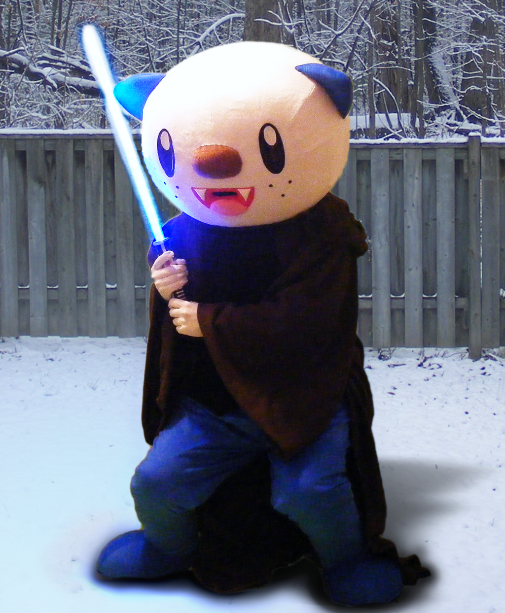 Jedi Master Oshawott Training in the Snow (Fursuiting Photo)