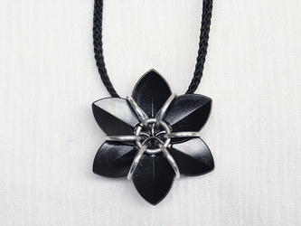 Scale Flower Pendant - Super Shiny Black Plastic