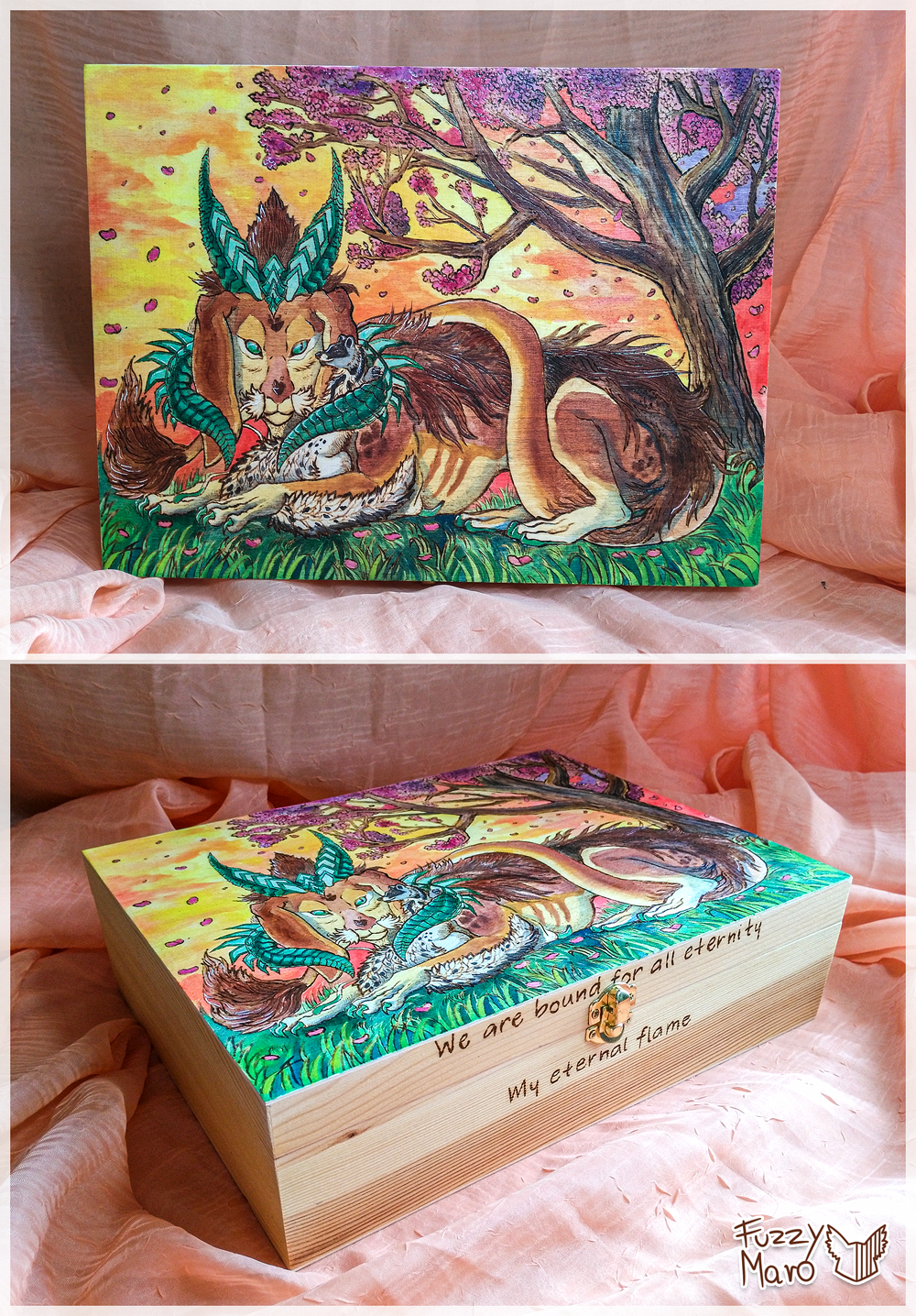 We are bound - Pyrography on wooden box