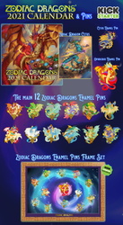 2021 Zodiac Dragons Calendar and Pins Kickstarter