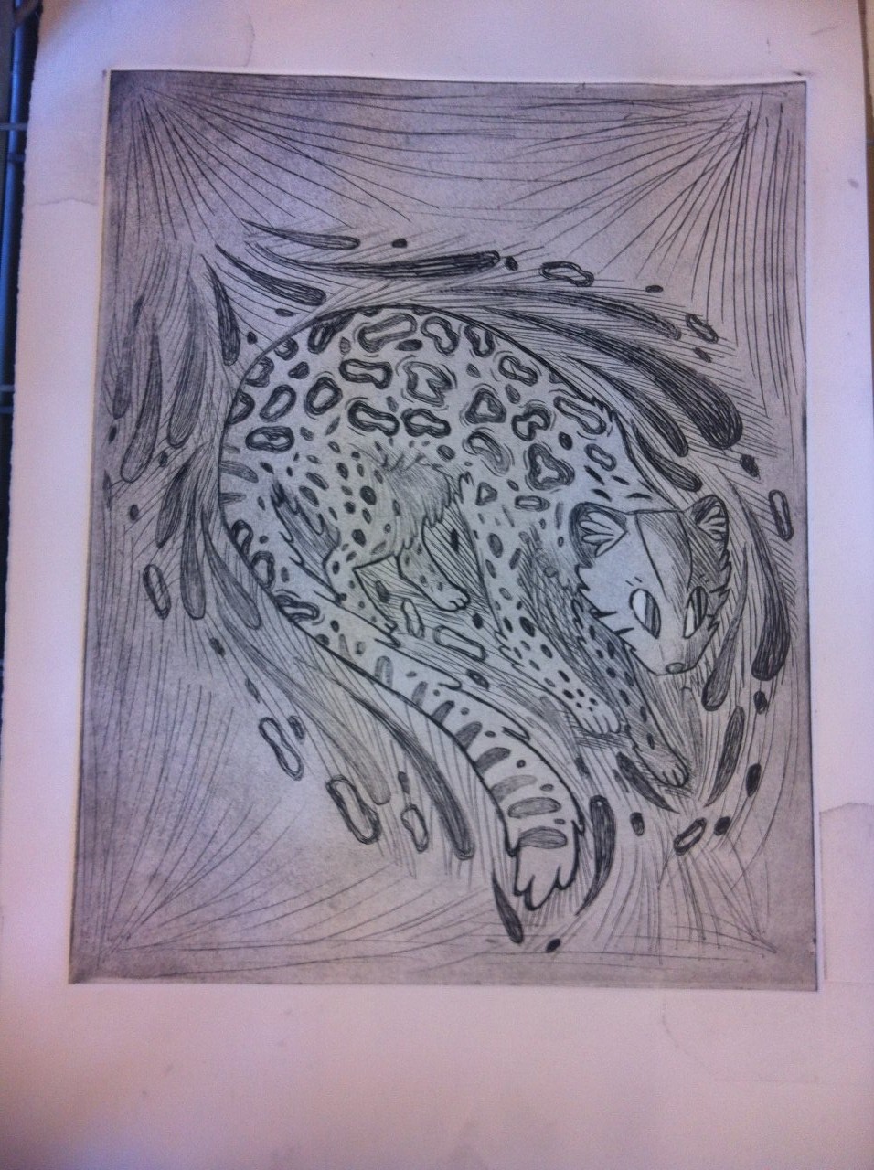 Ocelot Intaglio print