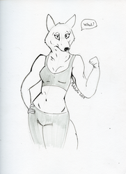 Muscular Wolf Girl Sketch