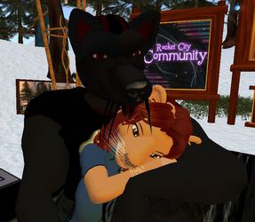 Second Life screen shot of me & Mavwolf