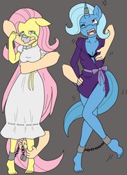 Line and Flats Commish - Fluttershy and Trixie