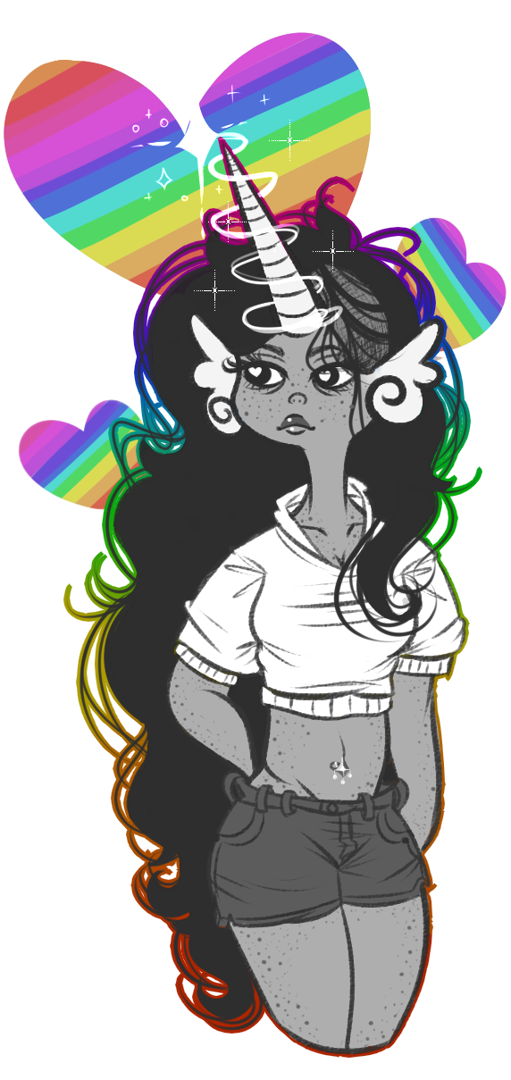 Unicorn Rainbow Princess Trapped in Grayscale 