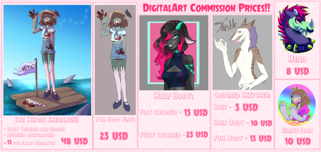 Commission prices (usd)